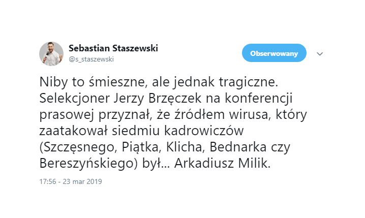 Milik źródłem wirusa w kadrze?